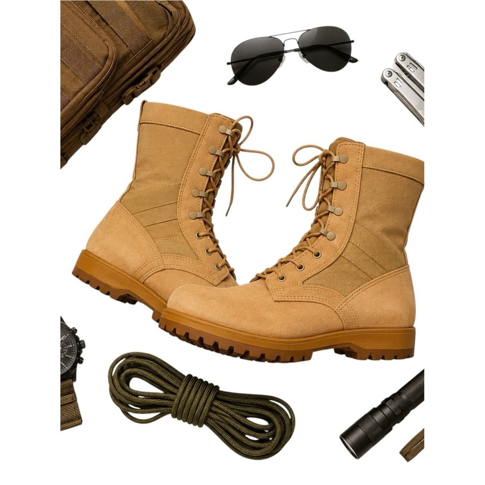 Altama Tan Suede Nylon Combat Boots Vibram Sole Military Tactical Men's 9.5 NWOB